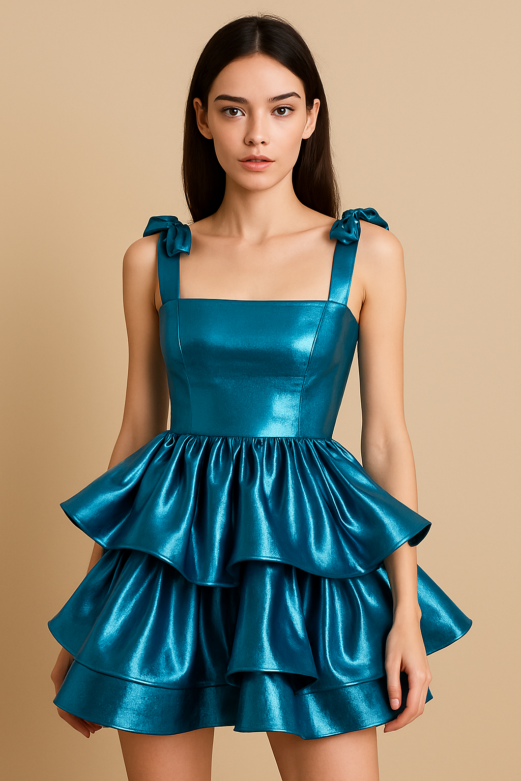 ARIA Metallic Bow Strap Dress