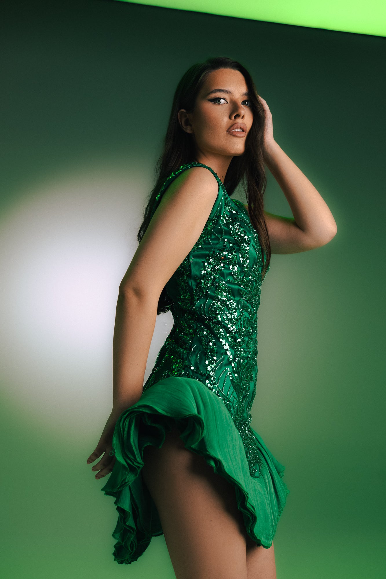 EMERALD Lace Mini Dress