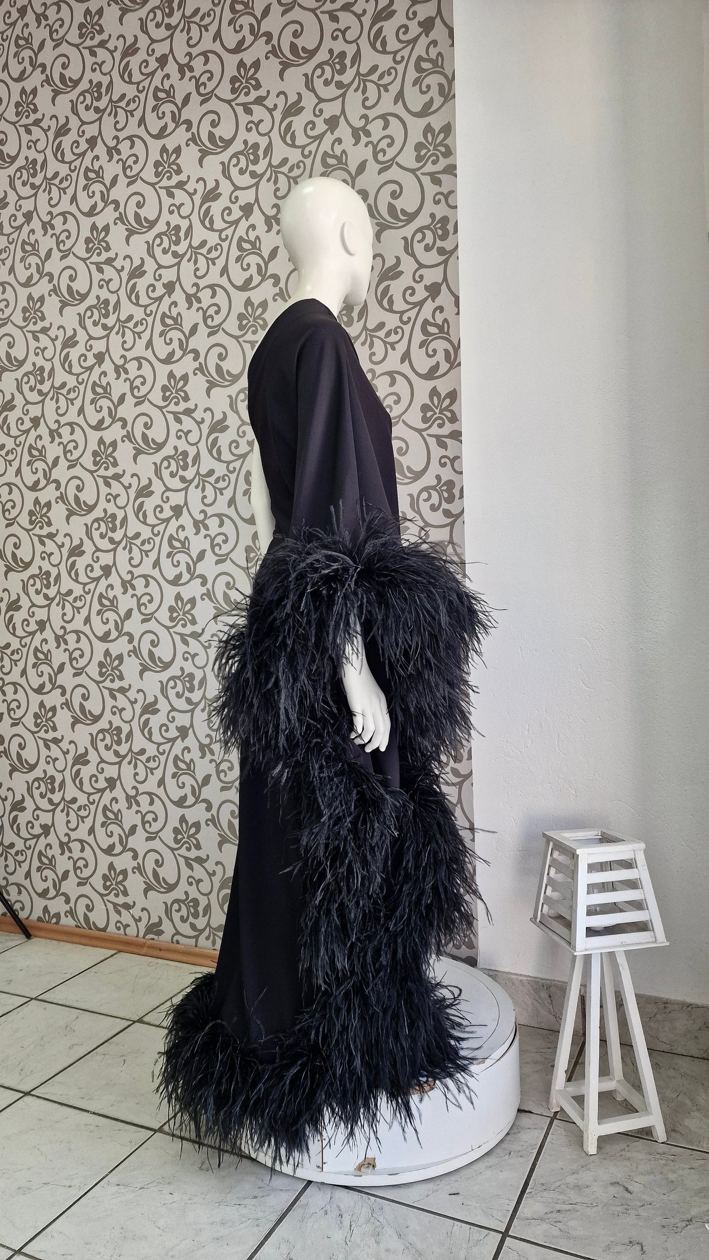 NOIR One Shoulder Minimalist Feather Dress