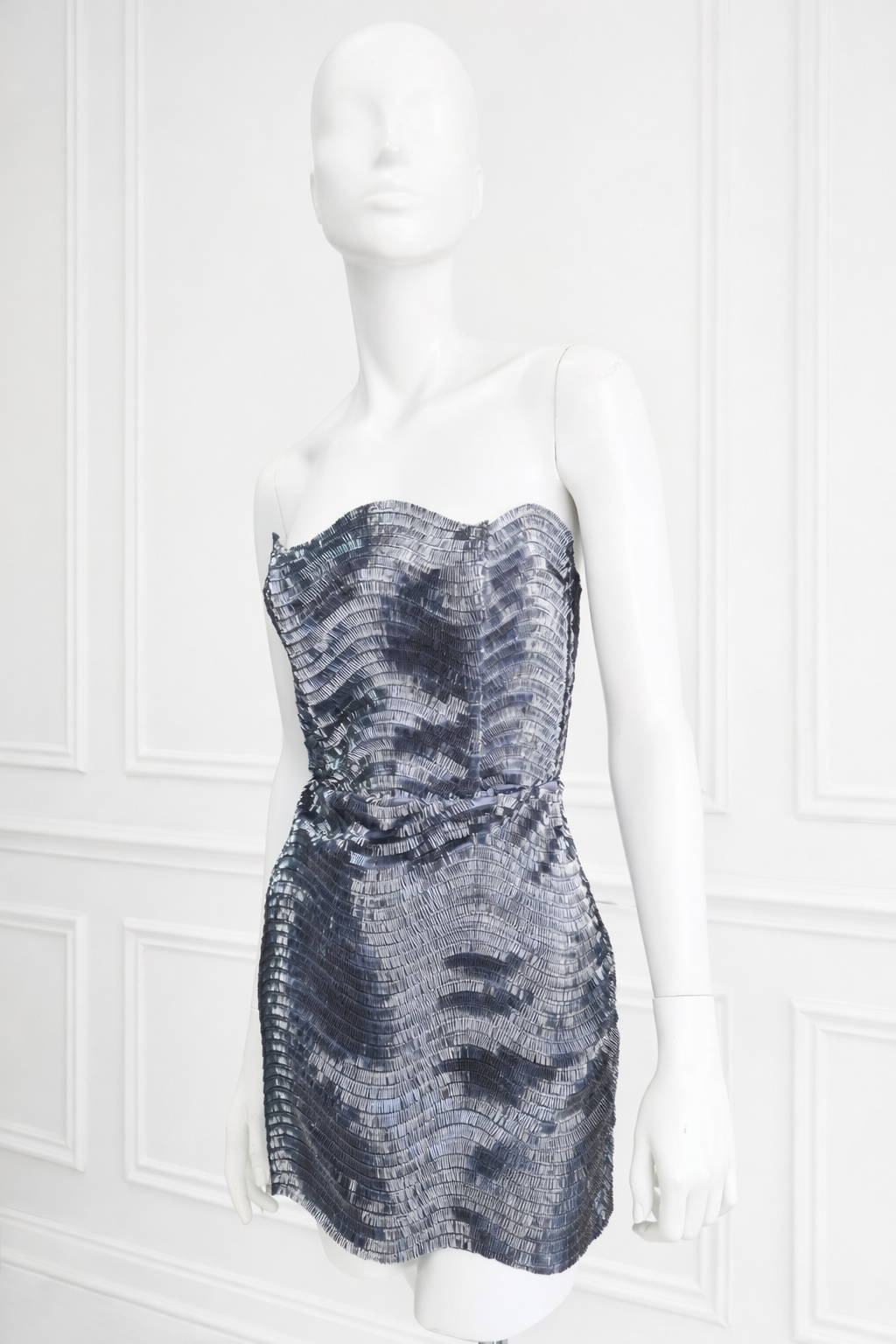 ELECTRA Metallic Grey Wave Mini Dress