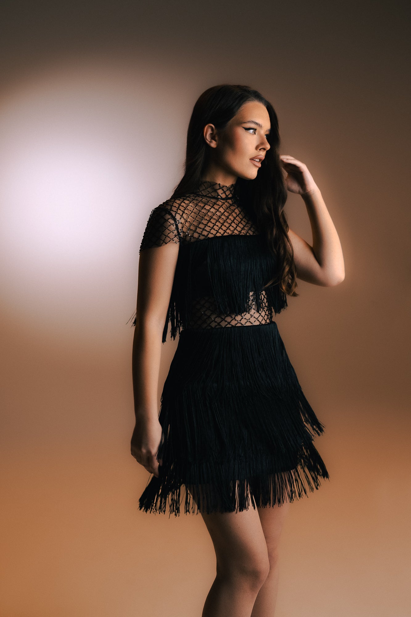 ALLEGRA Black Tassel Mini Dress RINNA LUSSO ALLEGRA Black Tassel Mini Dress RINNA LUSSO